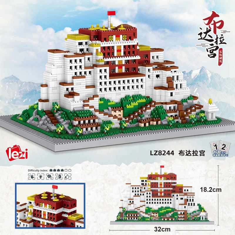 China World famous Historical Architecture micro diamond block Tibet the Potala Palace building brick nanobrick toys collection