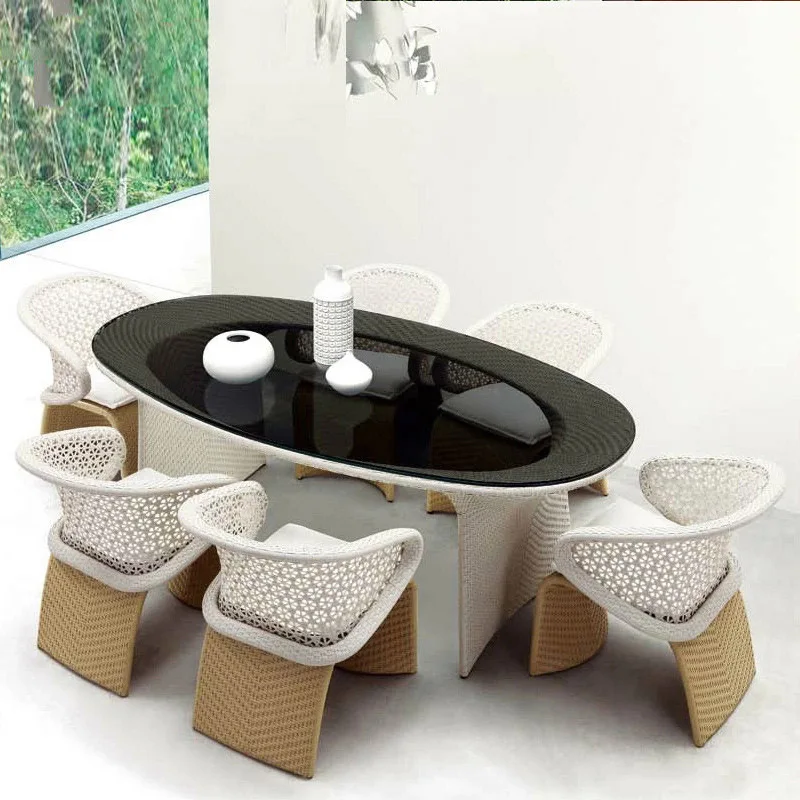 

Outdoor tables and chairs simple designer imitation rattan garden courtyard balcony hotel
