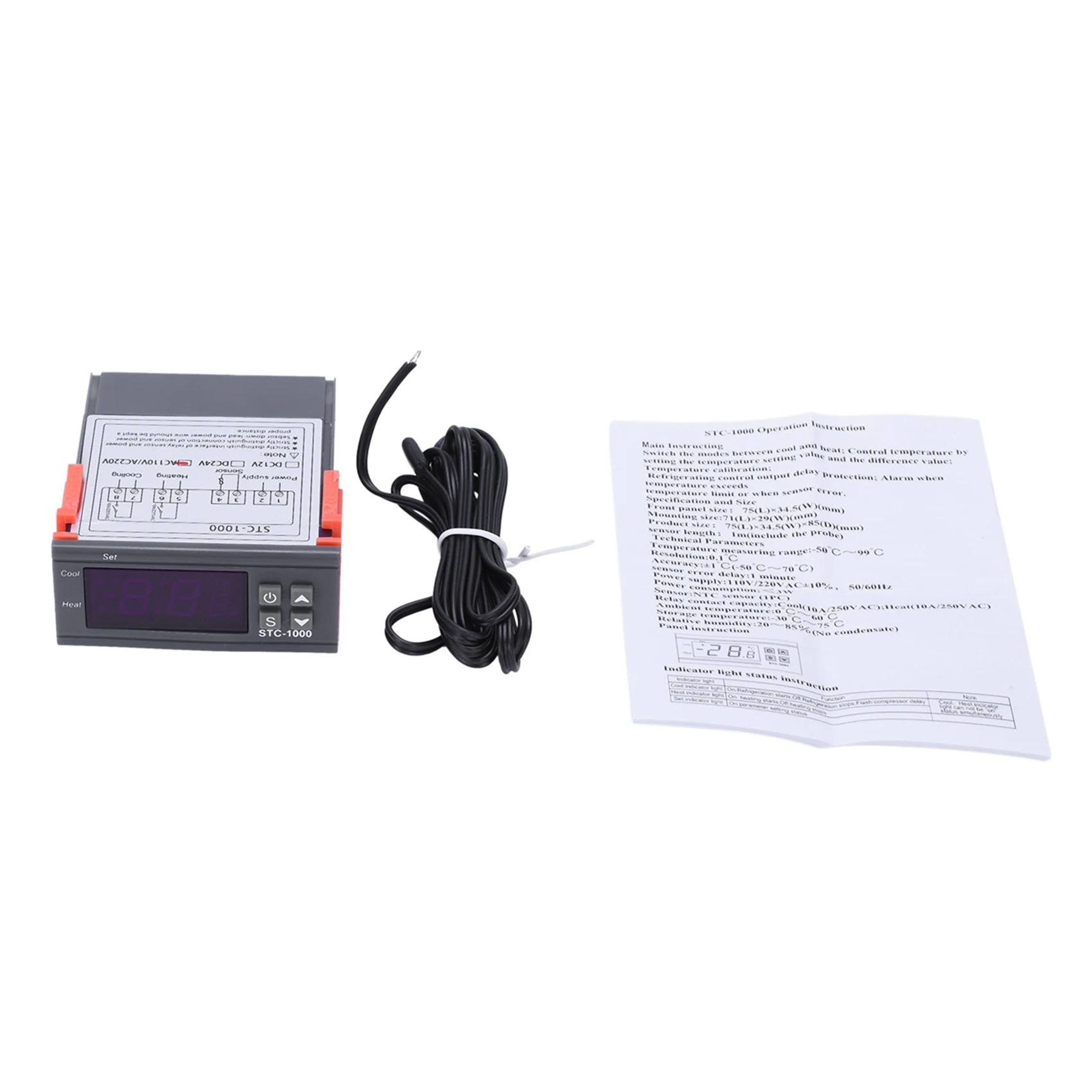 

New Shown-2X 220V Digital STC-1000 Temperature Controller Thermostat Regulator+Sensor Probe