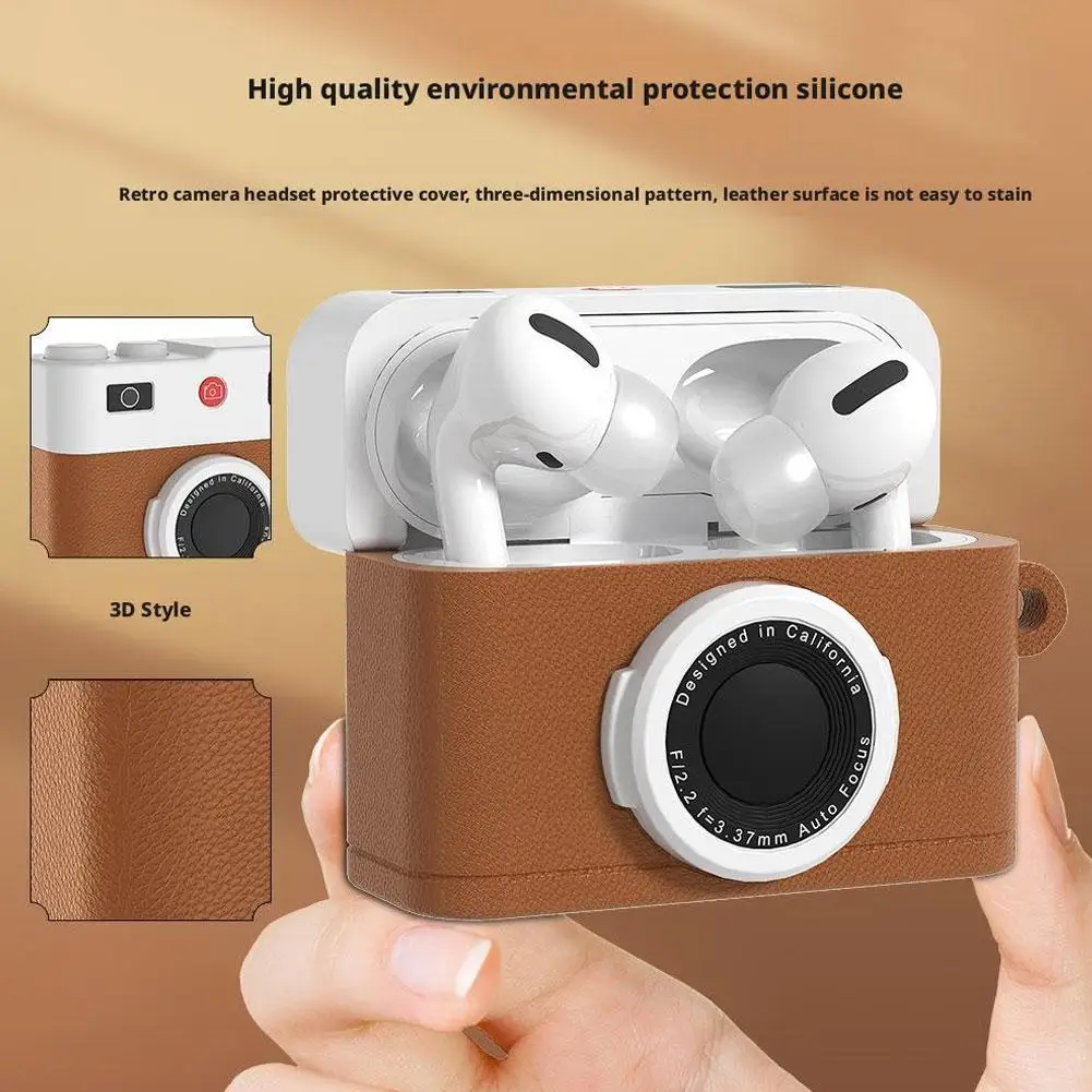 ‌Retro Film Camera AirPods Holder - Ultra-Thin Silicone Case For  Airpodspro3 Anti-Scratch & Drop Protection Accessories‌