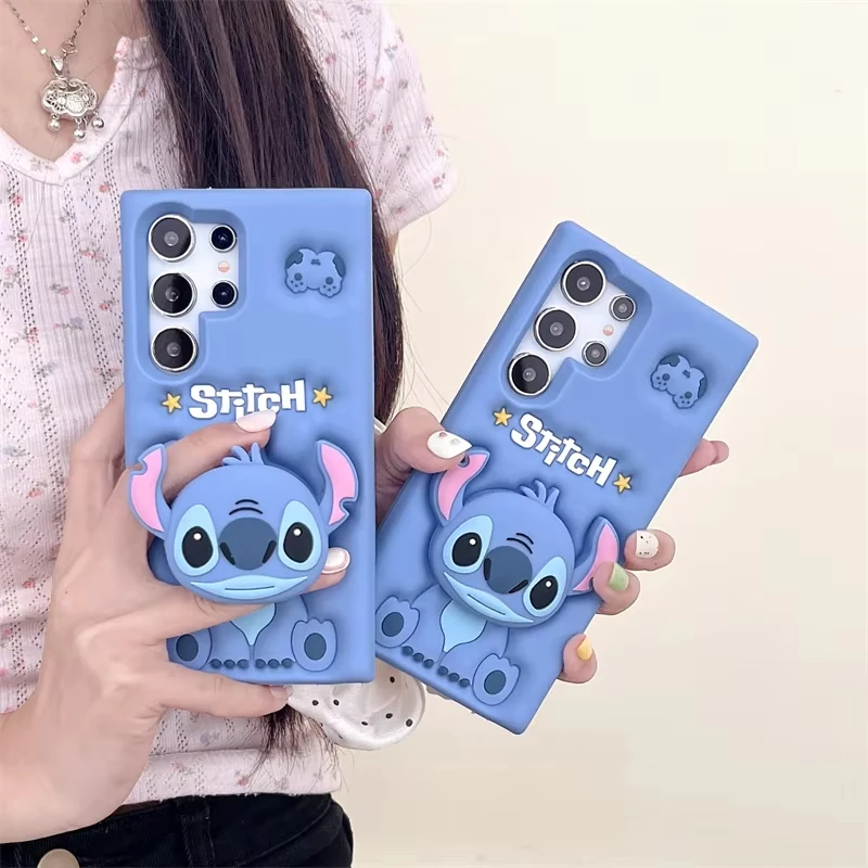 3D Stitch Phone Case Holder Soft Silicone Cover Samsung Galaxy A25 A15 A24 A53 A13 A32 A12 A04S A51 A50 A30S F12 M12 S21 Fe Cute