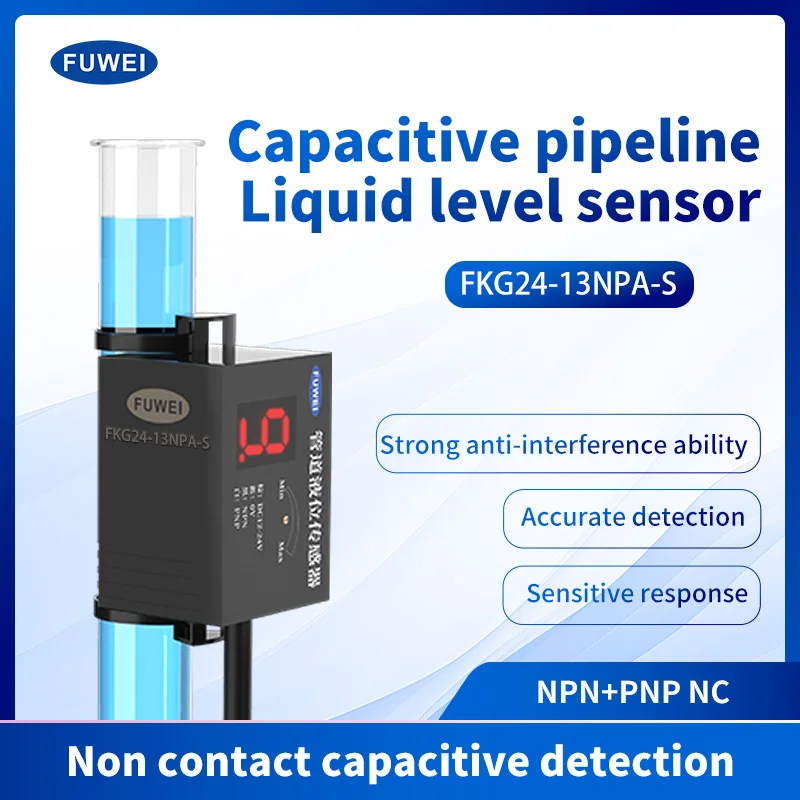 FKG24-13NPA-S High Precision 13mm Liquid Level Control Digital Display, Capacitive Pipe Liquid Level Sensor