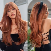GEMMA-pelucas sintéticas largas y rectas para mujer, pelo ondulado Natural con flequillo, pelo de Cosplay resistente al calor, rojo, marrón, cobre y jengibre