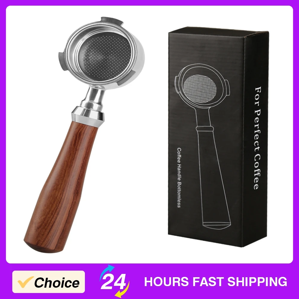 

51mm Bottomless Portafilter Coffee Bottomless Compatible Rosewood Handle For DeLonghi Espresso Machine EC680 EC685 Filter Basket