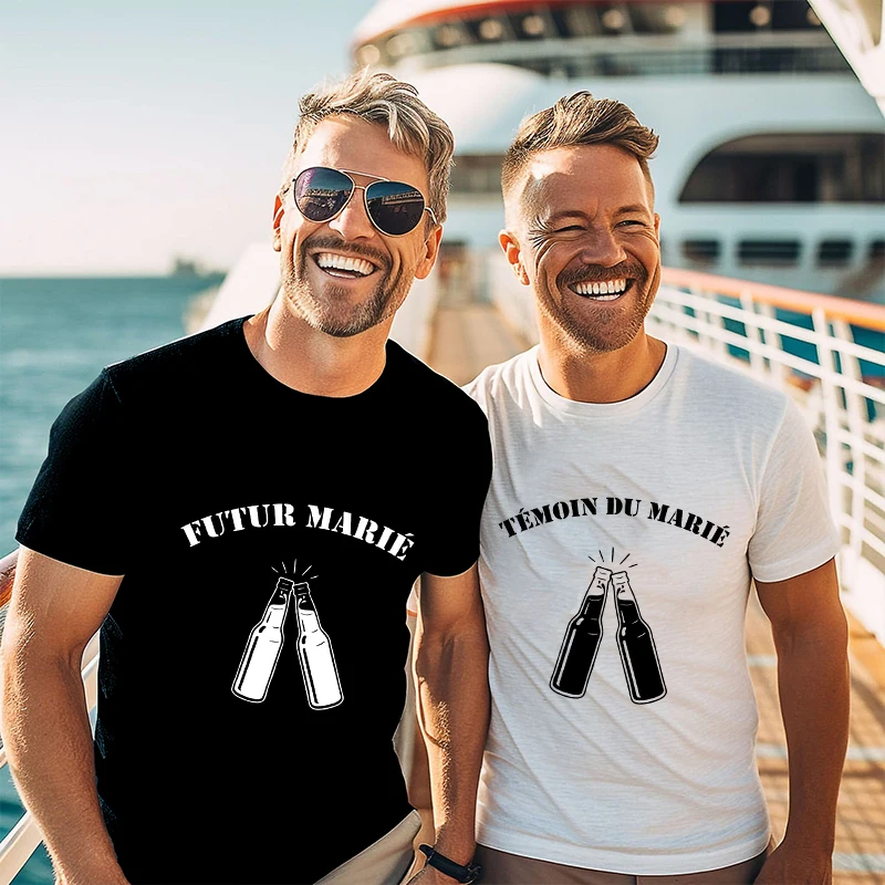 

French Man Groom Squad Evg Team Best Man T Shirt Fashion Graphic Harajuku Tops Boyfriend Wedding Bachelor Single Farewell Tees