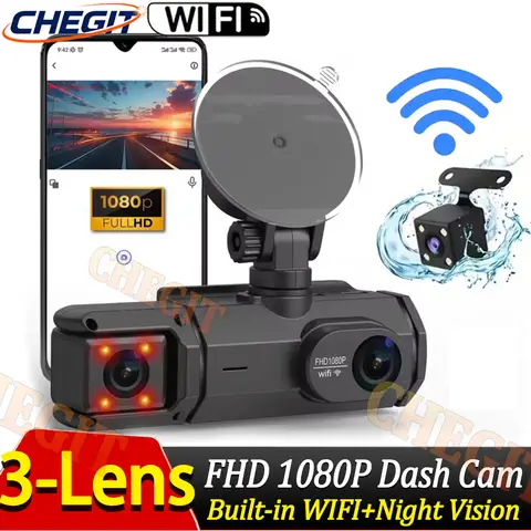 차량용 WIFI 대시캠 2/3채널 전후방 카메라 1080P 비디오 레코더 블랙박스 차량용 DVR 선택적 후방 카메라