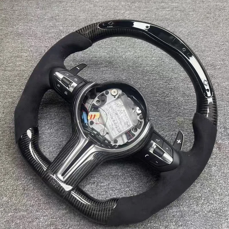 Custom Steering Wheel With LED Racing Shift Light Full Leather & Microfiber Suede Old To New Upgrade For BMW F20 F30 F35 F80 F15