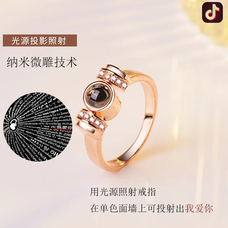 S925 Silver 100 Languages I Love You Rotating Ring Sterling Silver Memory Ring Women