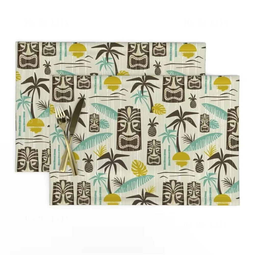 Island Tropical Retro Style Mid-Century Modern Antique Brown Placemat