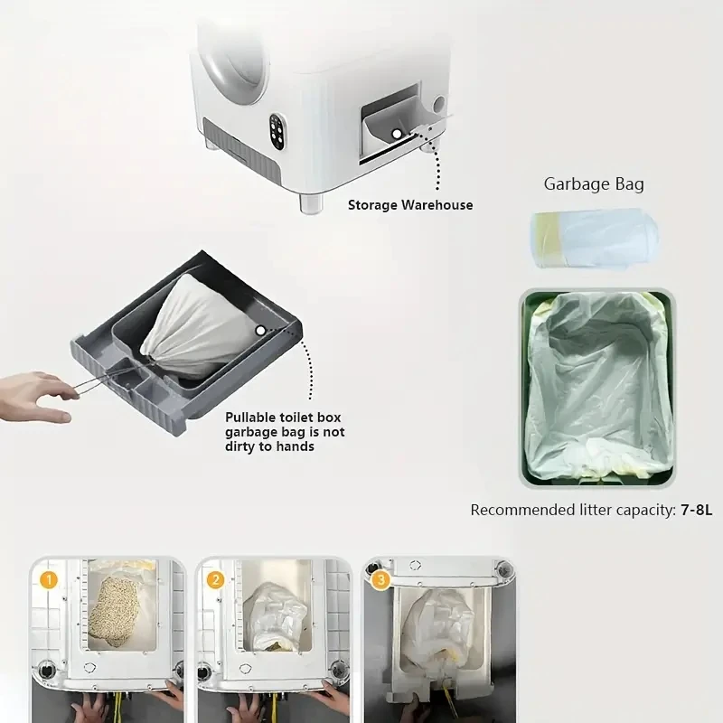 Simple Operation Real-time Video/WIFI/ App Control Self-Cleaning Intelligent Cat Toilet Automatic  Box for Small Large Cat