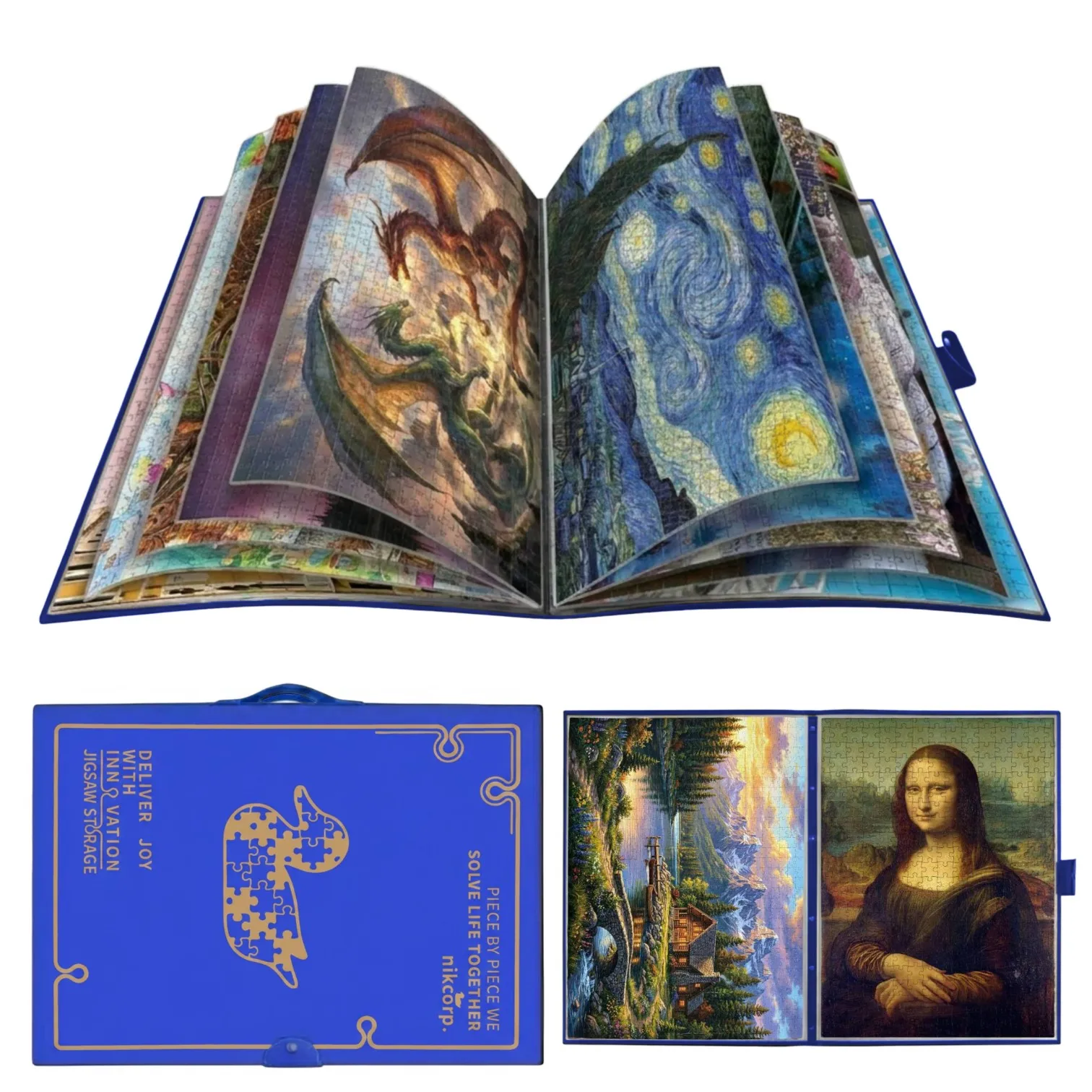 Albummap-organizer voor puzzels met 1000 elementen, 20 scheidingsbladen, puzzelmap, postermap, puzzelopbergmap, grote map A2, accessoires voor puzzelmaniacen, fotoalbum, map-organizer