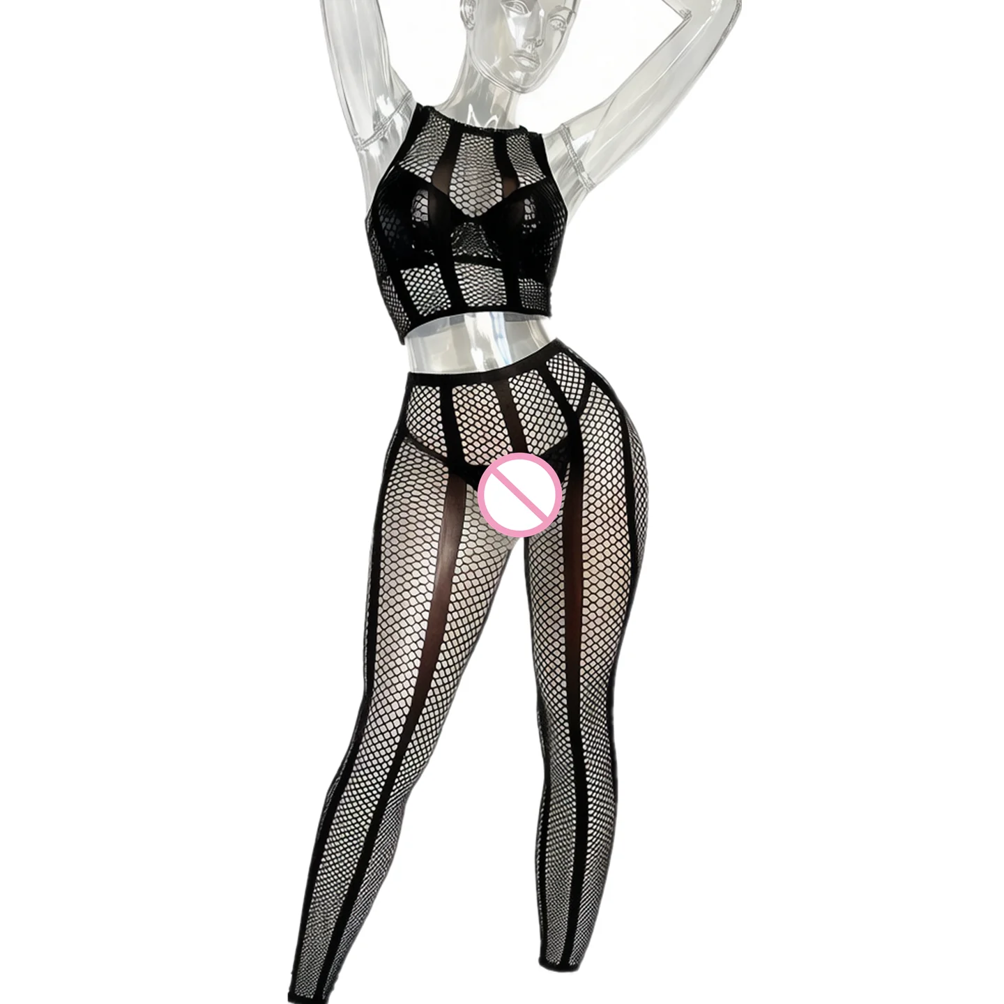 Sexy Lingerie for Women Erotic Bodystocking Underwear Costumes Sleepwear Nightwear Chemises Plus Size Two Pieces Set