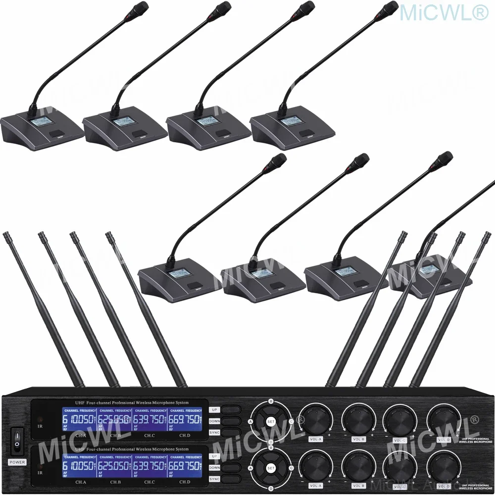

MiCWL U8800 UHF 8-стольный беспроводной микрофон на гибкой стойке, пресс для компании, микрофоны для конференц-зала