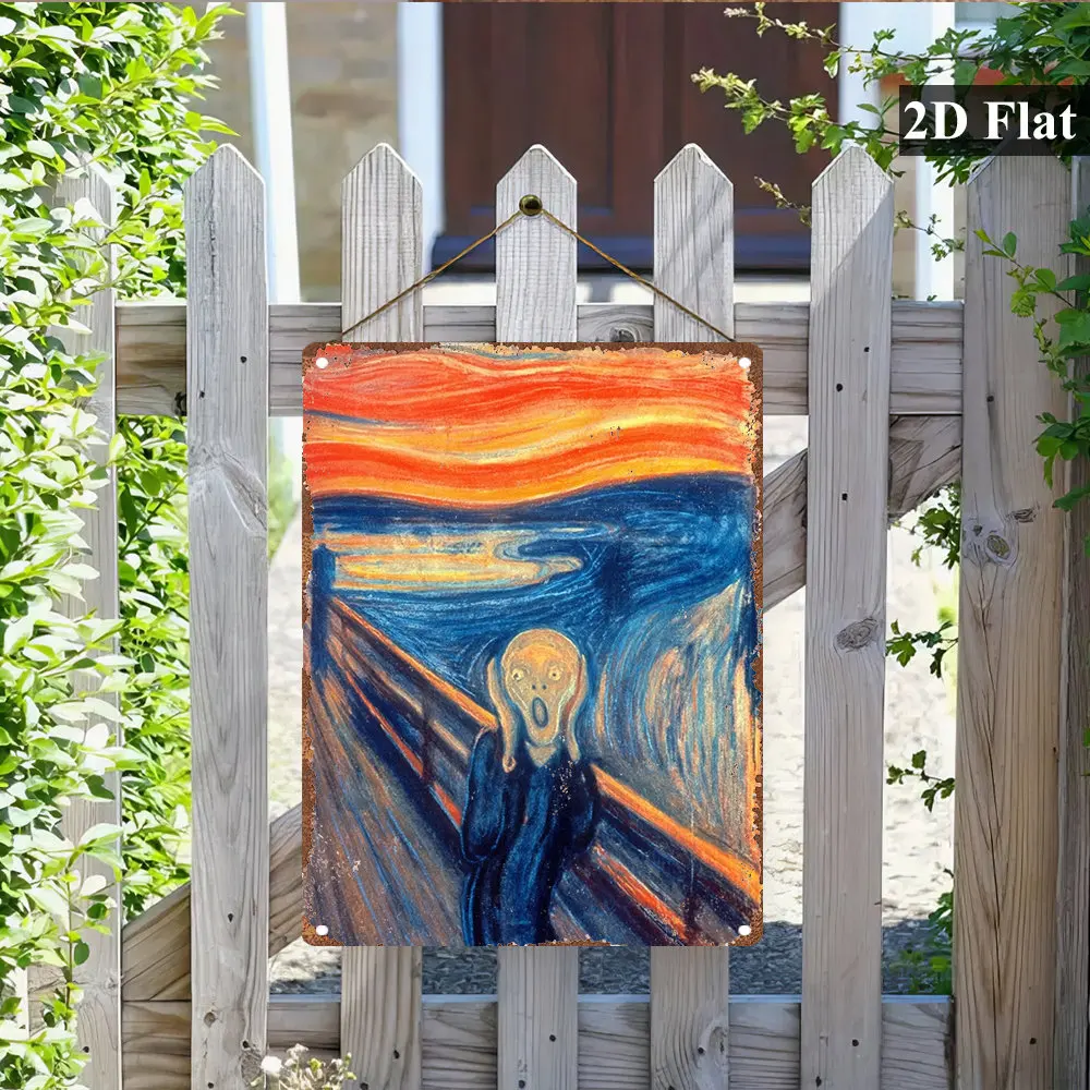 Vintage The Scream Metal Tin Sign 2D Flat Frameless Wall Decor for Bar Garage Cafe Home