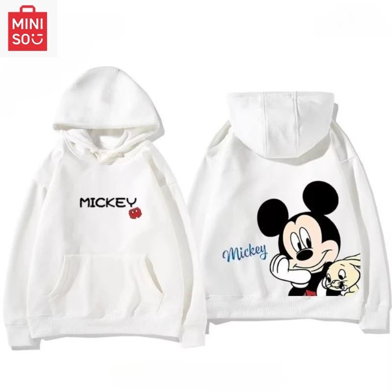 

Disney Mickey Mouse Mickey Minnie Couple Sweater Cartoon Joint Trendy Brand Design Sense Men and Women Loose Hooded Clothes