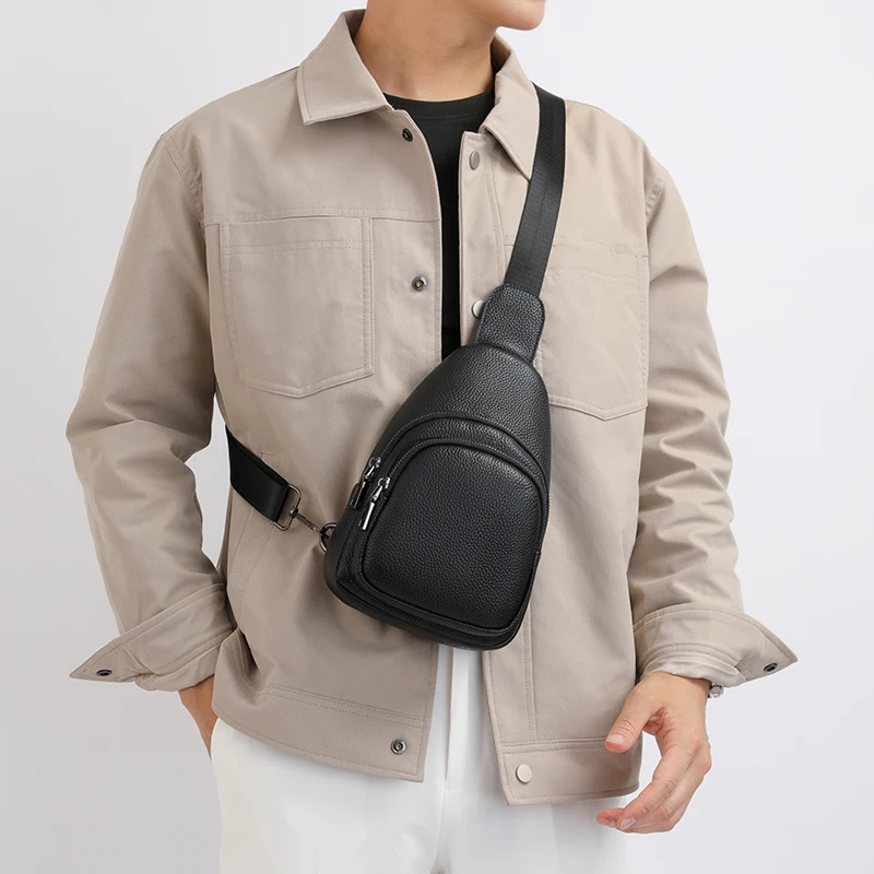 

Мужская нагрудная сумка из натуральной кожи, однотонная дизайнерская сумка на ремне из воловьей кожи, сумка через плечо бананка женская