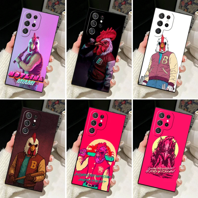 Soft Silicone Phone Case for Samsung Galaxy S25 S26 Ultra H-Hotline M-Miami Game Shell S24 FE S23 S22 Plus S21 S20 + Edge Cover
