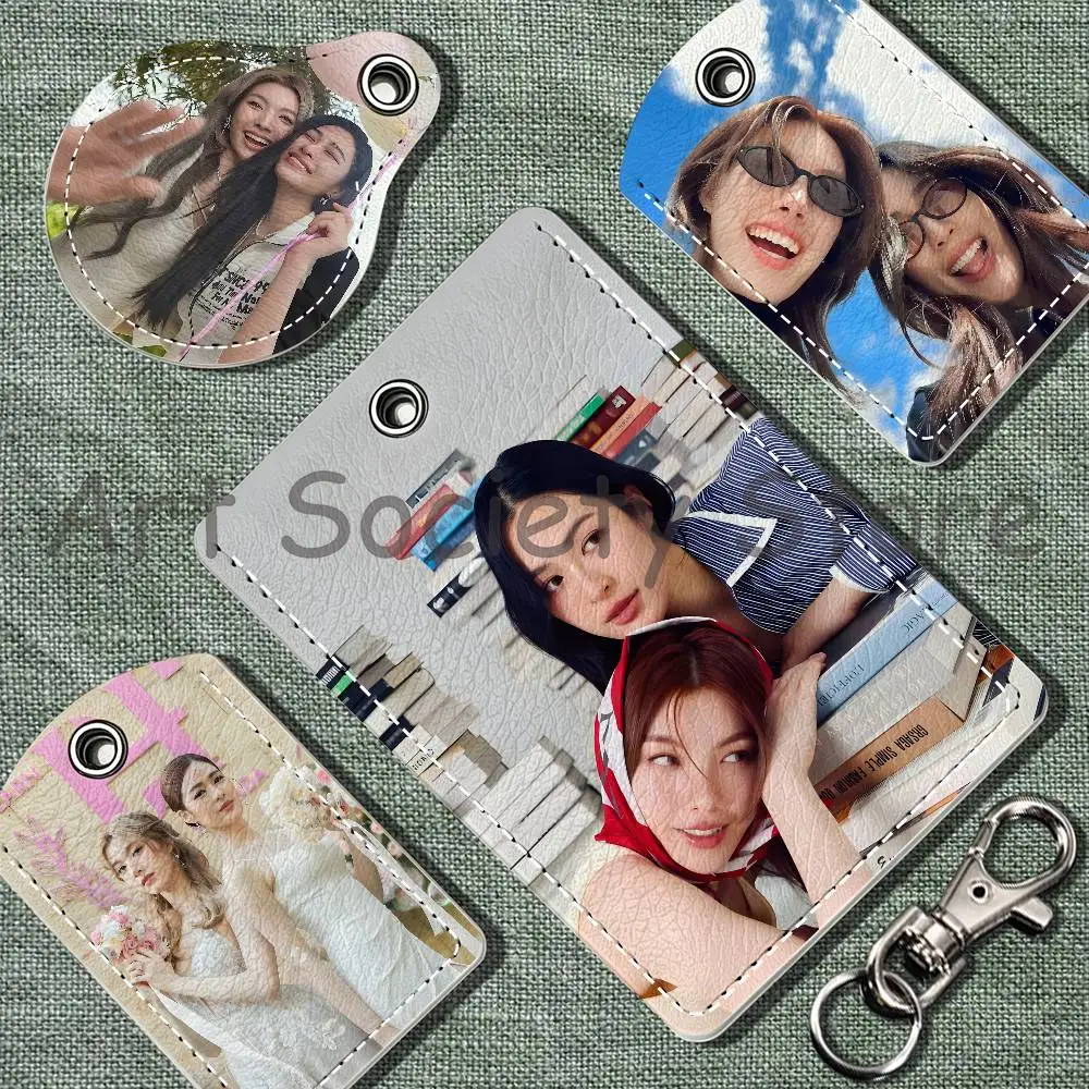 L-Lingorm PU Leather Card Holder Keychain Key Ring Door Lock Access Tag ID Access Card Air Tag Case Keychain Card