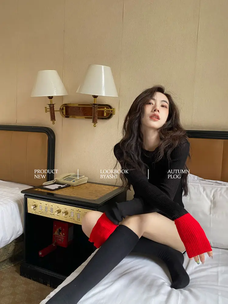 A Small Sense Of Design Vintage Ribbed Knitted Sweater Women Slim Cuff Patchwork Jumper Korean Contrast Knitwear Tops Bottoming