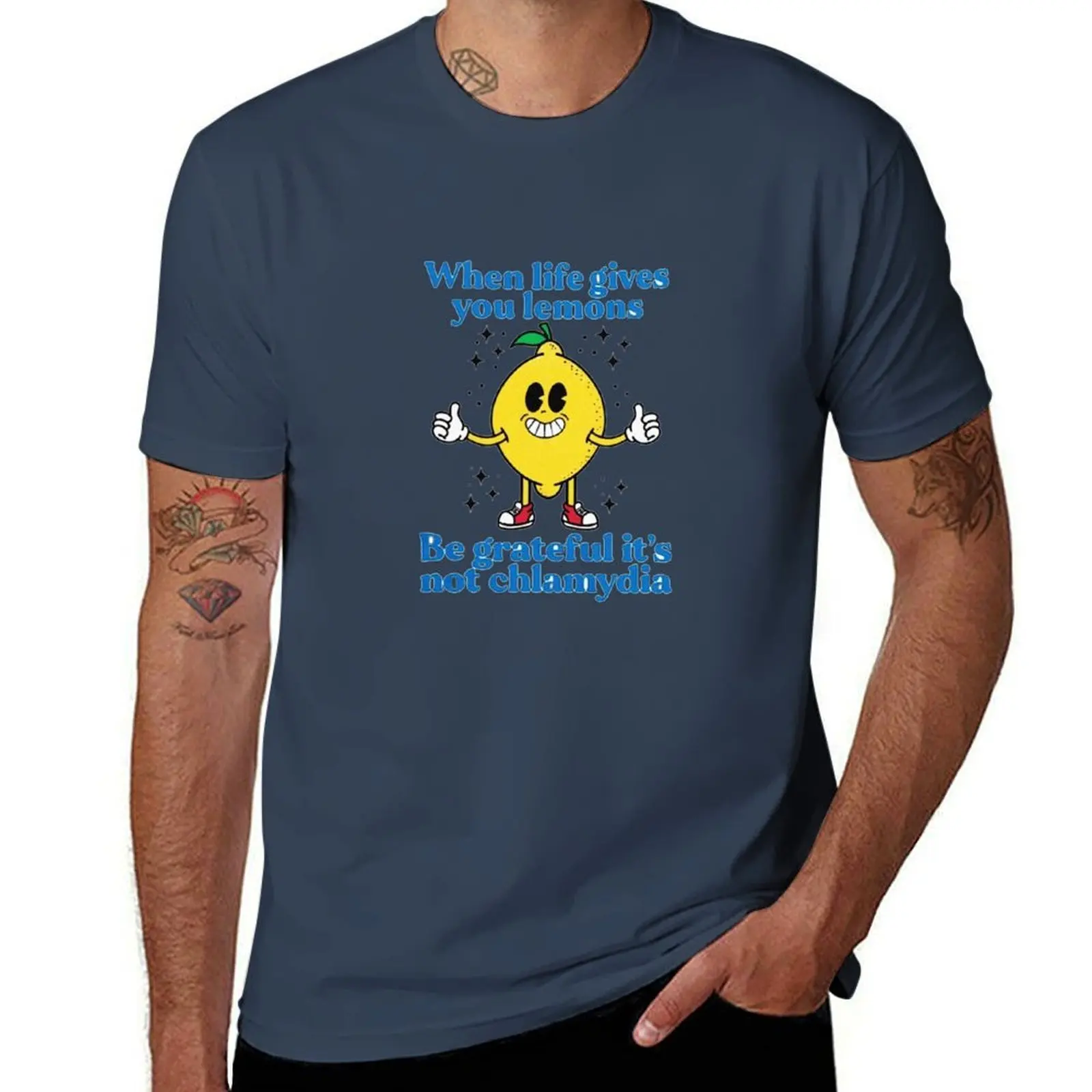 

When Life Gives You Lemons Be Grateful Its Not Chlamydia T-Shirt Plus Size Workout Short Sleeve Top
