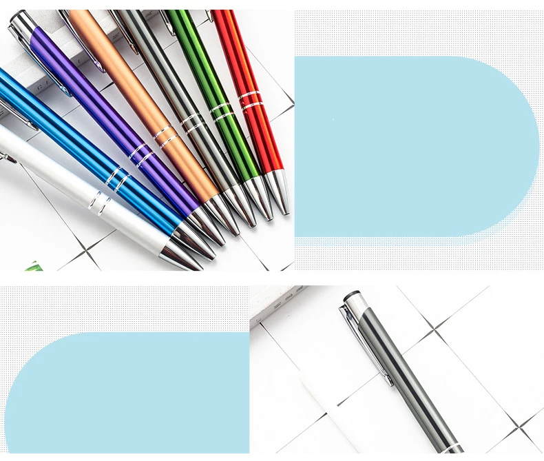50Pcs/Lot Ballpoint Pen Black Blue Ink School Office Student Pen Free Customized Logo Name Text
