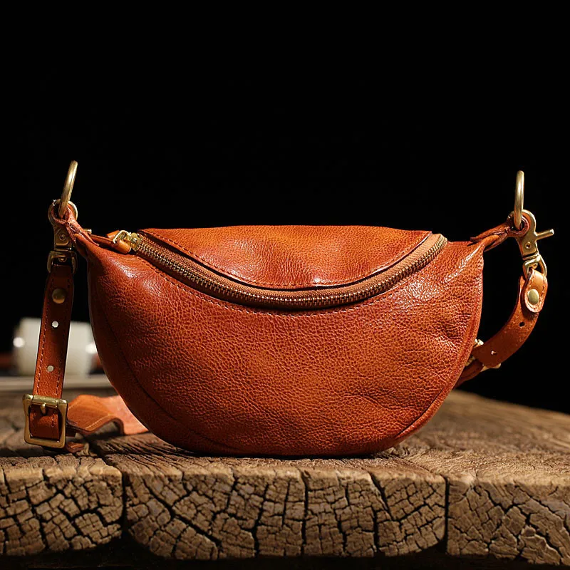 Vintage fashion designer natural real leather ladies saddle bag casual luxury outdoor daily work real cowhide shoulder chest bag