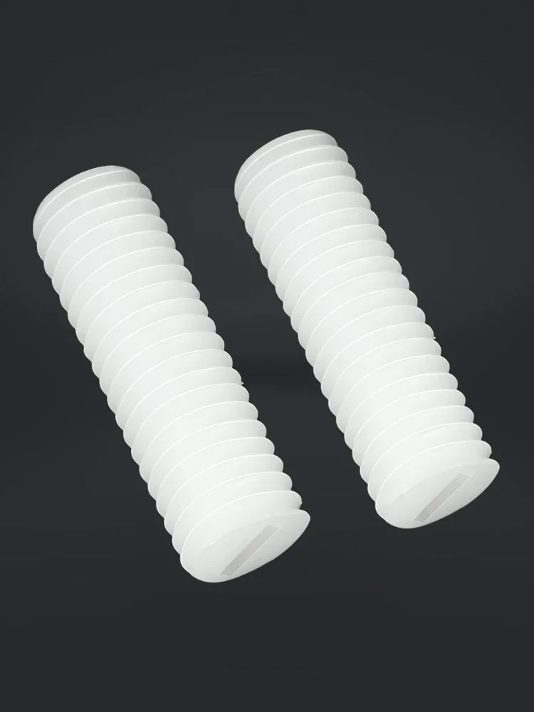 M3 M4 M5 M6 M8 M10 M12 Plastic White Nylon Set Screws Slotted Screw Flat-Tip Headless Metric Thread 5-50Pcs Length 4-50mm