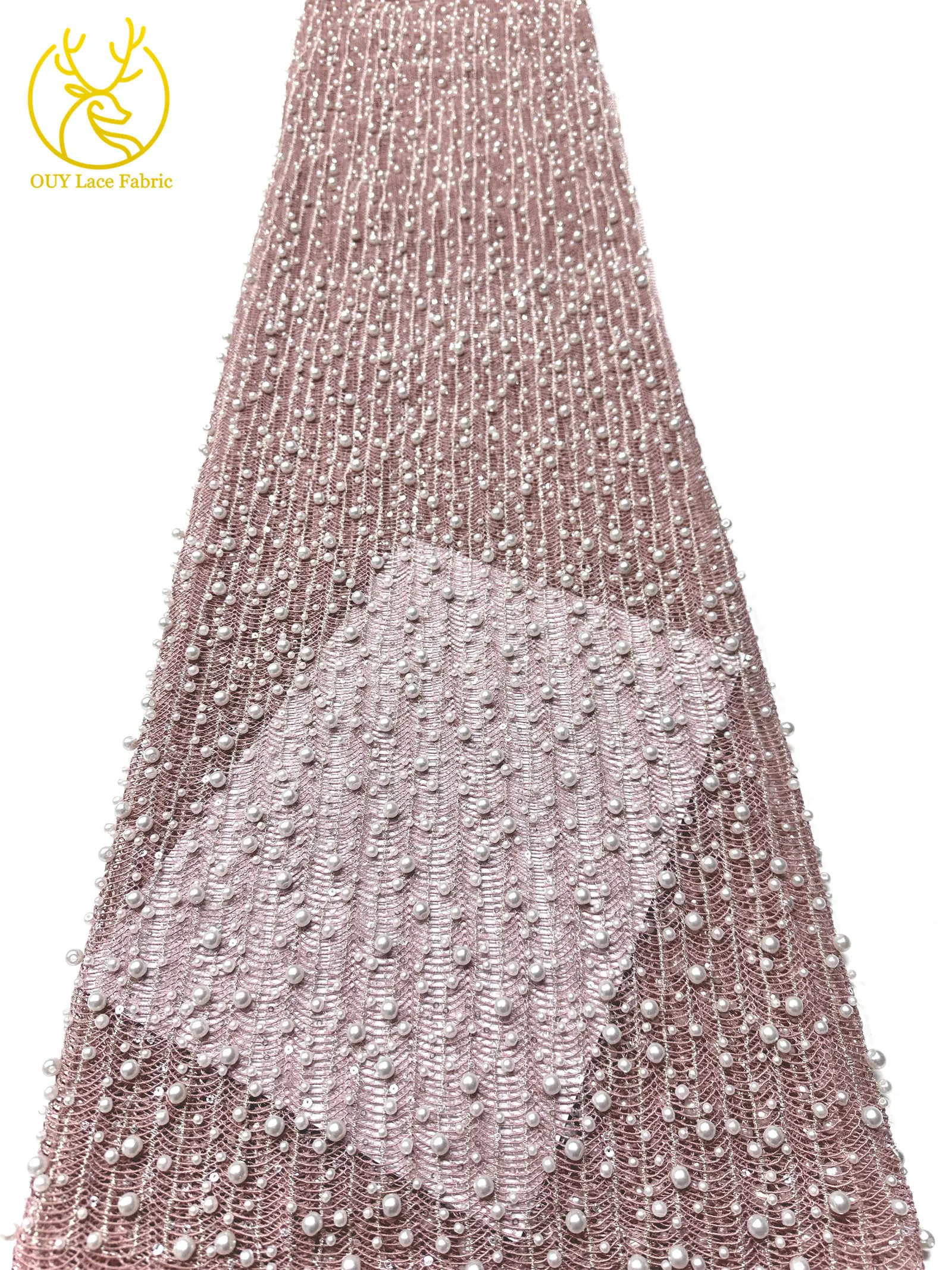 Neues Design Afrikanischer Großer Perlen-Spitzenstoff 2026 Nigerianischer Perlen-Pailletten-Spitzenstoff für Abendkleider Nähen 5 Yards – Detail 23