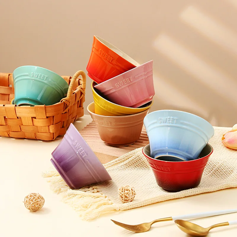 4.5 Inches 8 Colors Dishes Fruit Bowl Tableware Ramen Bowls for Food Kitchen Salad Cute Dining Bar Home Garden