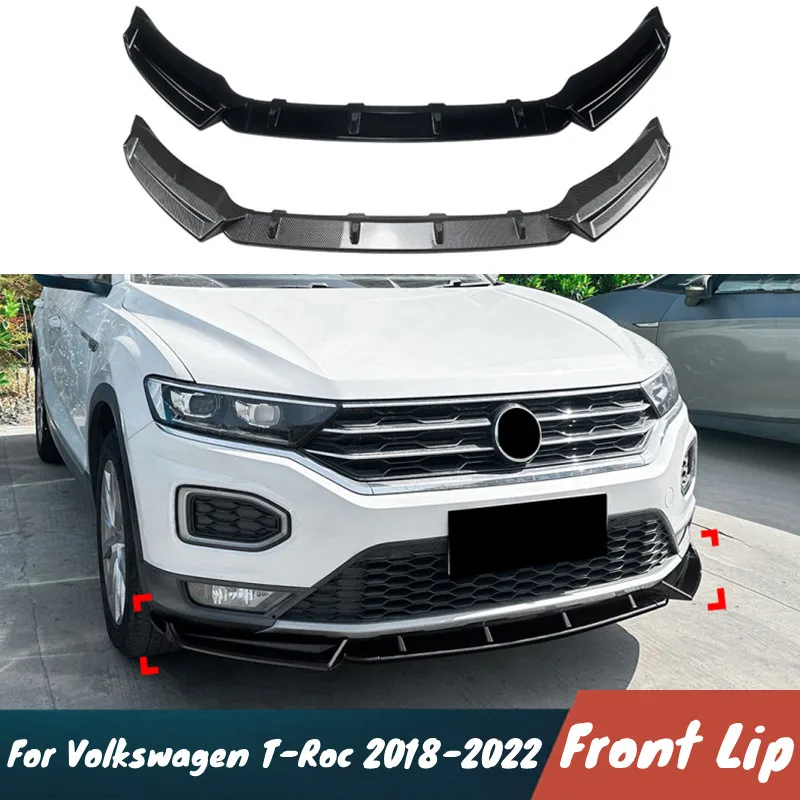 

For VW T-Roc 2018-2022 Standard Edition Car Front Bumper Lip Chin Spoiler Protective Cover Body Kit Exterior Tuning Accessories
