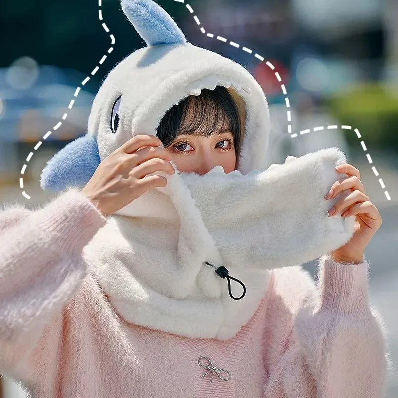 

Зимний теплый чехол для лыжного шлема, удобный мягкий флисовый чехол для катания на лыжах, грелка для головы, мультяшная милая мультяшная акула, декоративный чехол для шлема, шапка