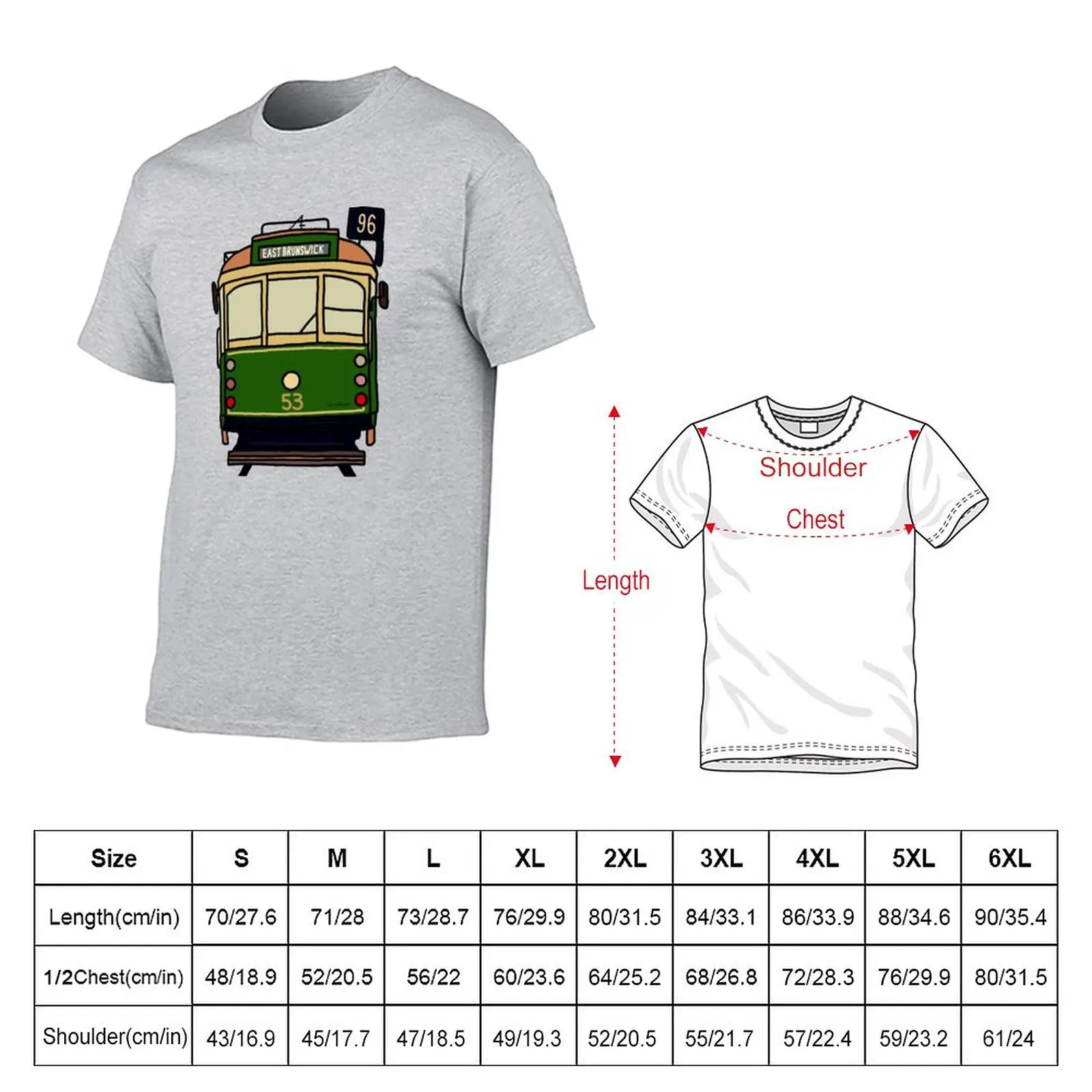 Melbourne Tram - No.96 to Brunswick East T-Shirt black t shirt Tee shirt mens t shirt