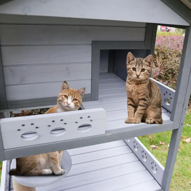 Outdoor cat house Indoor and outdoor cat house Villa three-story solid wood household universal in all seasons