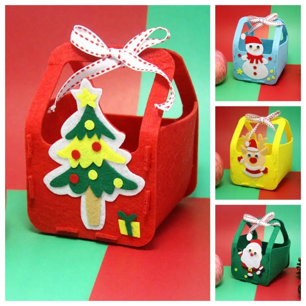 Tela no tejida DIY bolsa de dulces de Navidad decoración de la casa del árbol de Navidad DIY bolsa de Navidad juguete muñeco de nieve Kriss Kringle