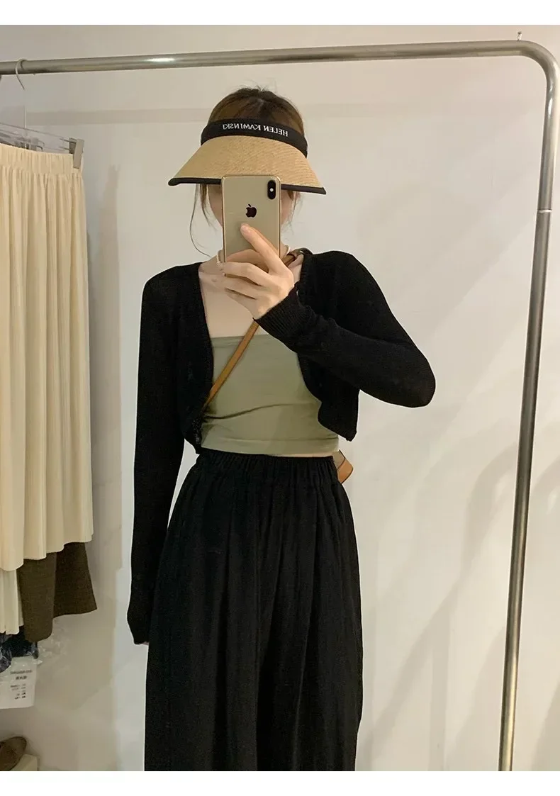 Crochet Shrug Cardigan for Women Cover Up Long Sleeve Sheer Openwork Open Front Crop Sweater Knit Cover Up Beach Outfit