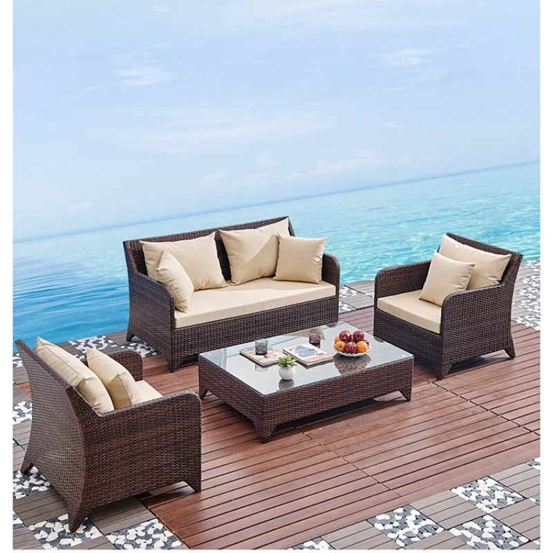 Wicker outdoor imitation rattan leisure living room courtyard balcony furniture sales office outdoor display negotiation sofa