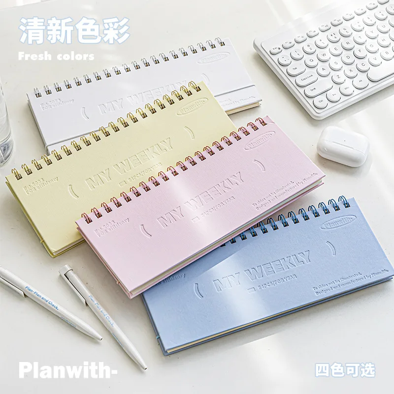 Planwith Weekly Agenda Planner Book Kawaii Notepad Double Sided Inner Core Meet Annual Plan Notebook Memorandum Easy Carry About