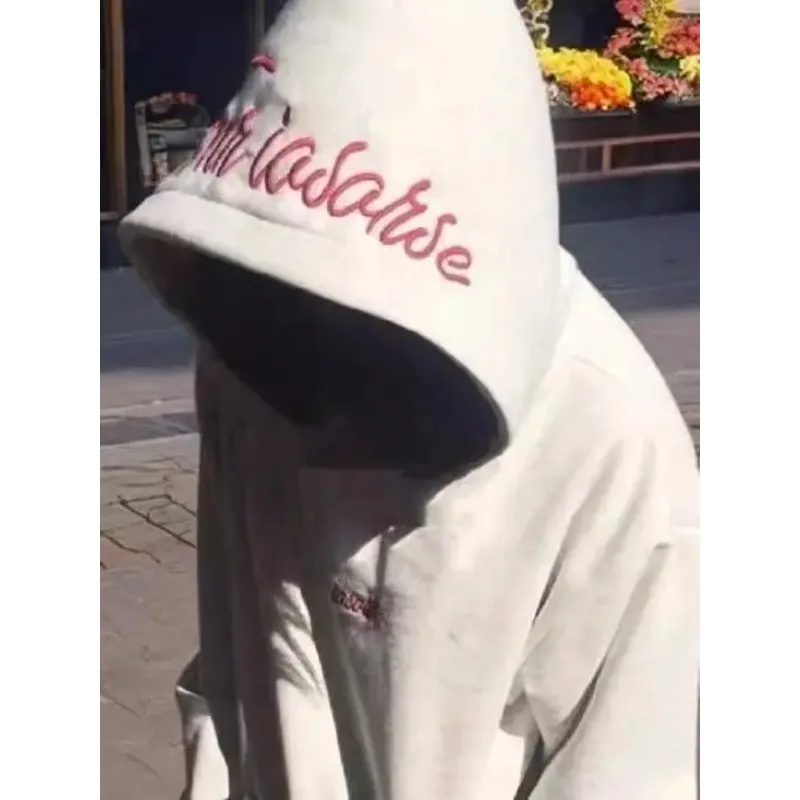 Letter Embroidery High Quality Button Hoodie Sweatshirt Men And Women Y2k American Retro New Trend Loose Oversize Streewear