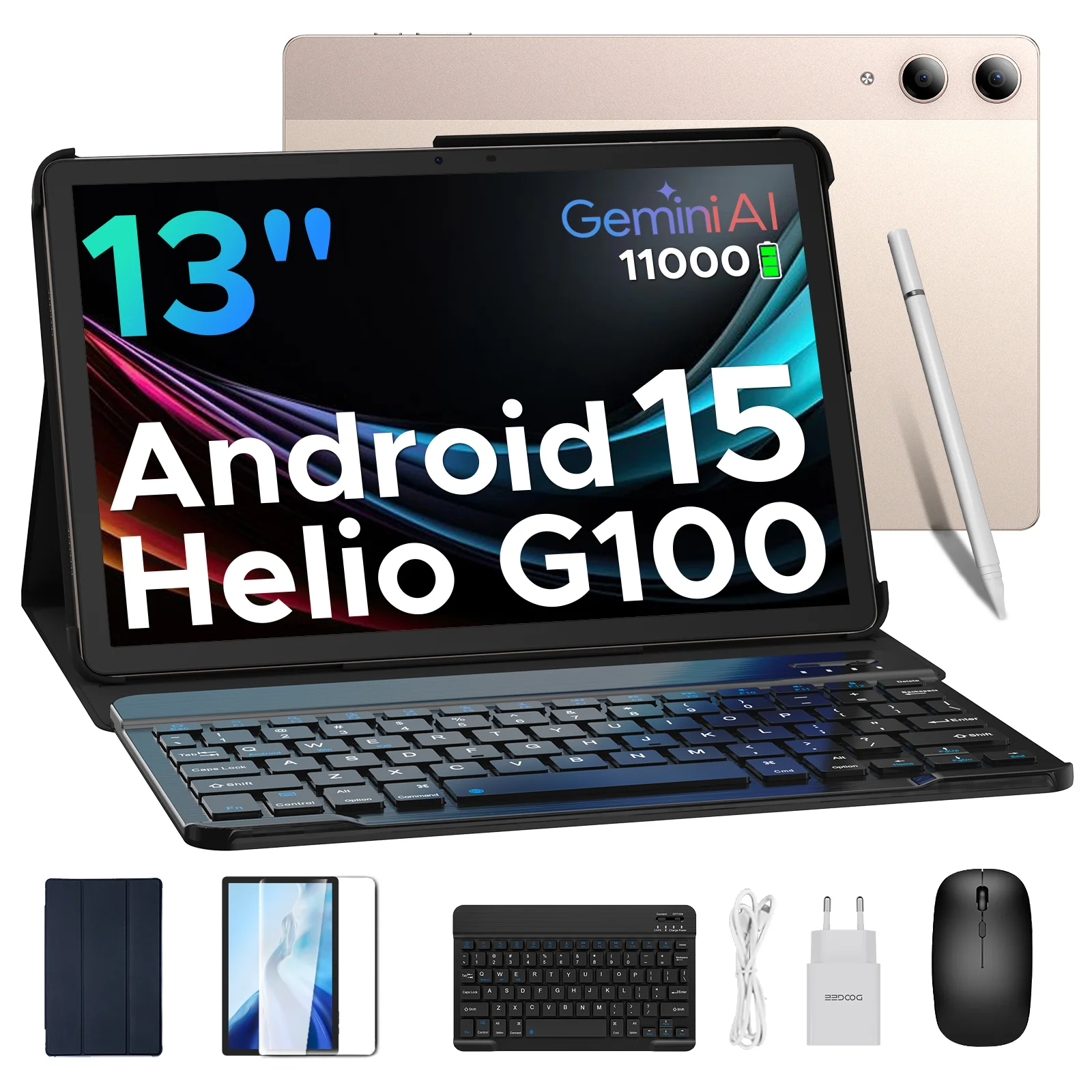 2-in-1 tablet PC DOOGEE Tab E3 Pro 13 inch Android 15 Gemini AI 32GB RAM (8 + 24) 256GB batterij mAh Helio G100