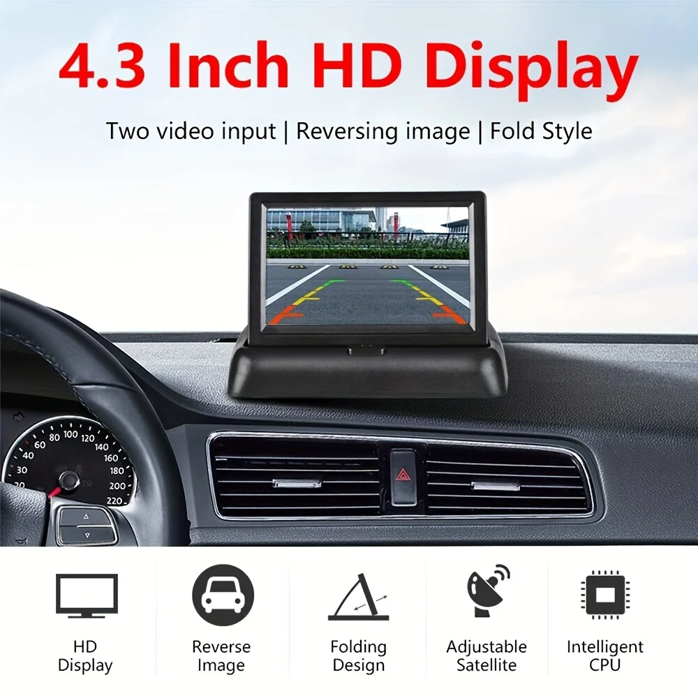 1pc Car Auto Foldable Monitor, 4.3in Rear View Monitor TFT LCD Backup Camera Monitor For Mini TV For Car Video Player