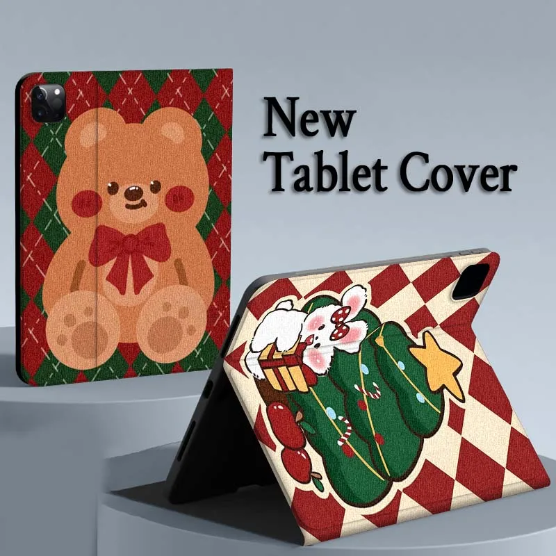 

Christmas teddy bear rabbit For iPad Air Mini Pro 7 6 5 9.7 11 10.5 12.9 Automatic Sleep/Wake Tablet Case