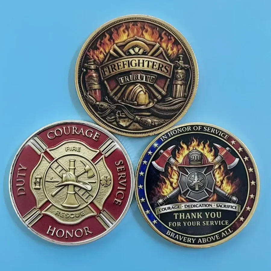 Pièce commémorative de pompier : Ligne de feu, force et unité – Médaille de bravoure en métal, pièce de collection, cadeau