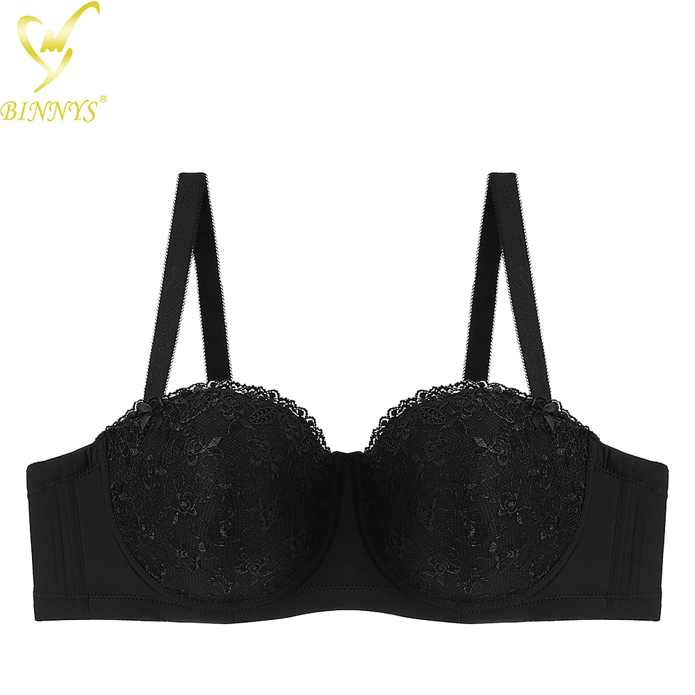 D Cup Women Sexy Bra High Quality Lace Floral Half Cup Plus Sizes Adjusted-straps Underwire Women Bra BINNYS