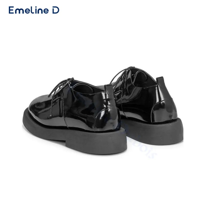 Black Patent Leather Solid Color Lace-Up Casual Shoes Simple and Fashionable Slip-On Derby Shoes Business Personality Men's Shoe