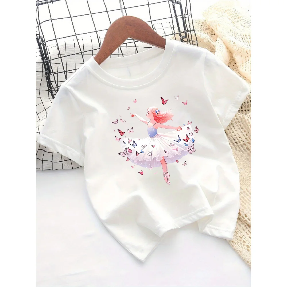 Summer Children'sT-shirt New Loose Comfortable Soft Skin Friendly Fashionable Versatile Simple Dancing Printed Short Sleeved Top
