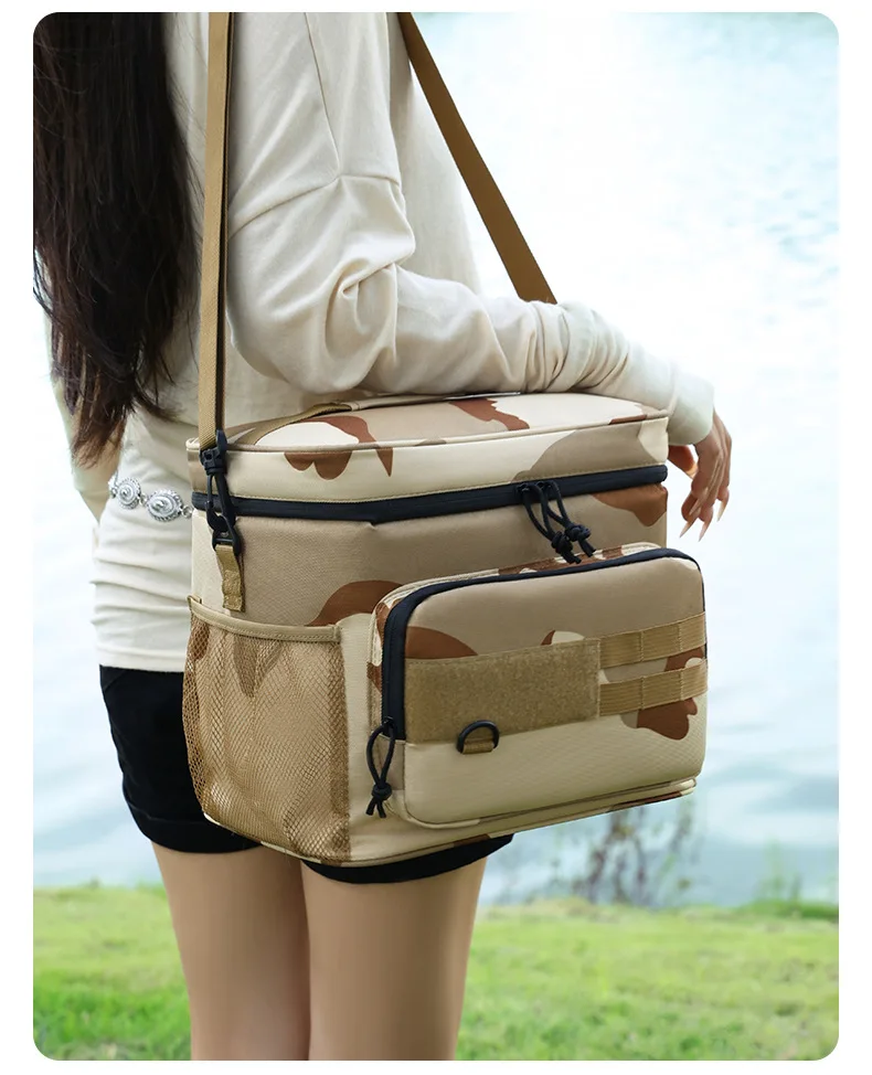 1pc Insulated Backpack Cooler Large Capacity Oxford Cloth Backpack Outdoor Travel Beer Bag Waterproof PEVA Lined Ice Bag