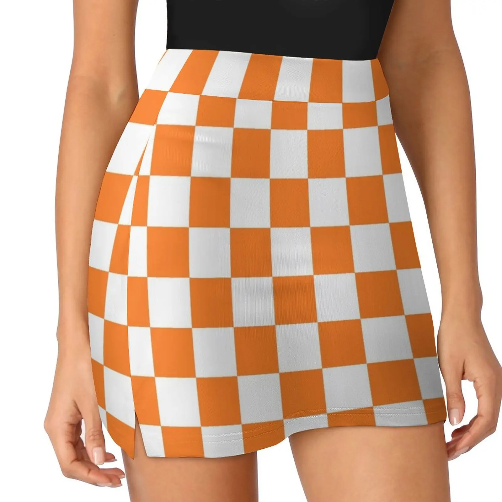 

Checkered Orange and White Mini Skirt skirts Miniskirt Women's summer skirt