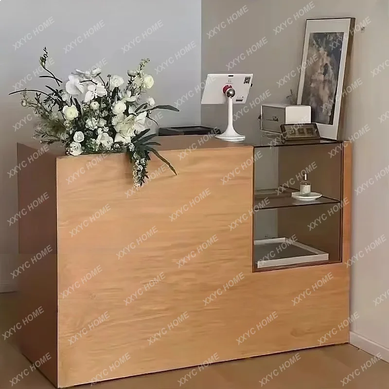 XXFashion Store Cashier Desk Small Boutique Counter Glass Display Cabinet Island Simple Front Desk