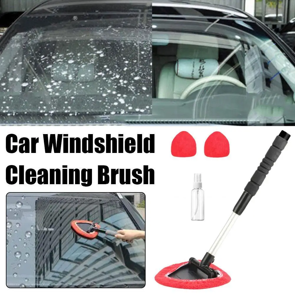 Telescoping Car Windshield Cleaning Tool 180° Rotatable Microfiber Brush for Interior and Exterior Glass