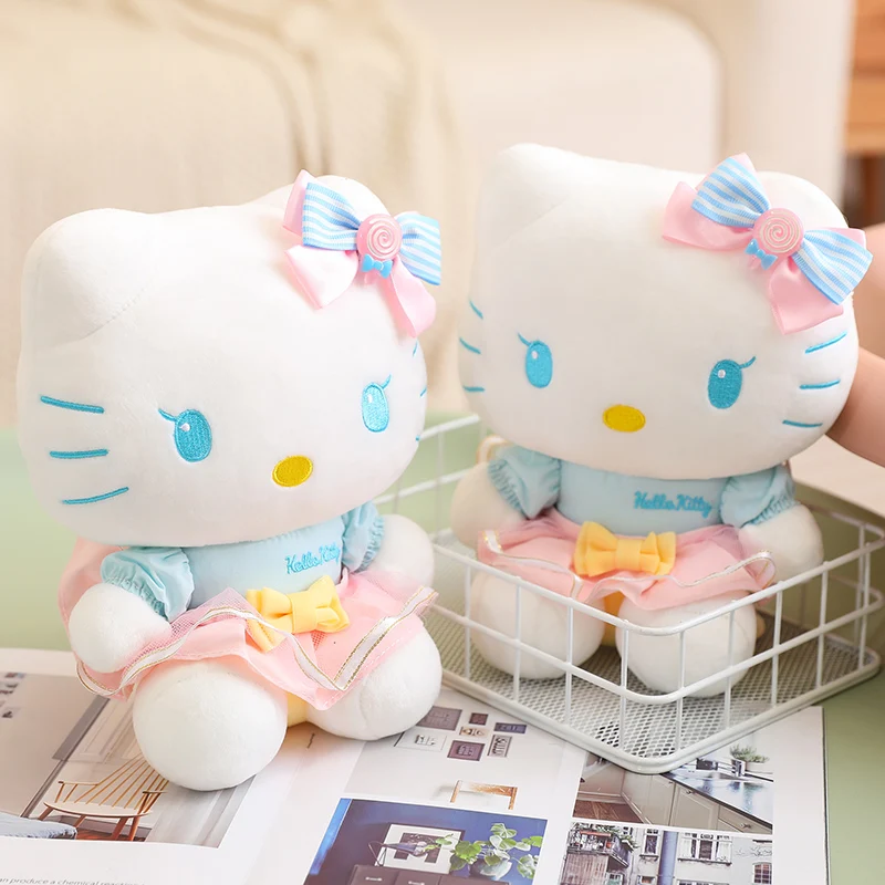 Sanrio-juguete de peluche de Hello Kitty para niña, muñeco de peluche suave, decoración de habitación, regalos